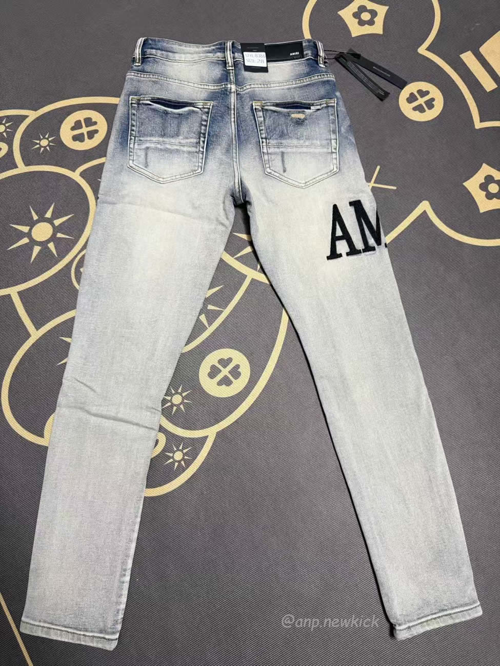 Amiri Jeans Men Letters Trousers Repair Low Rise Skinny (7) - www.newkick.org